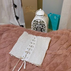 White corset tube top